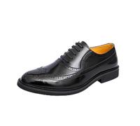 DXSYGMBN Chaussures Oxford Homme Brogue Classique à Lacets Chaussures Habillées Mariage Business Derby Élégantes,Noir,44 EU