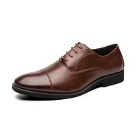 DXSYGMBN Chaussures Oxford Homme en Cuir Classique, Chaussures Habillées à Bout Rapporté pour Mariage Affaires Bureau,Marron,42 EU
