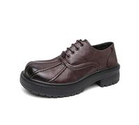 DXSYGMBN Chaussures Oxford Plateforme Femme Lacets Semelle Crantée Confortables Décontracté Élégant pour Travail Marche Quotidienne,Marron,43 EU