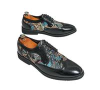 DXSYGMBN Chaussures Richelieu Homme Broderie Fleurie Chaussures de Mariage Vintage Oxford à Lacets pour Soirée Cérémonie Fête,Noir,40 EU