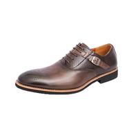 DXSYGMBN Chaussures Richelieu Homme Brogue Mariage Classique Simili Serpent Cuir Chaussures de Ville Business Soirée Boucle Chic,Marron,38 EU