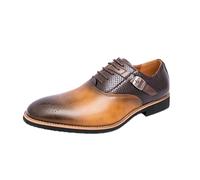 DXSYGMBN Chaussures Richelieu Homme Brogue Mariage Classique Simili Serpent Cuir Chaussures de Ville Business Soirée Boucle Chic,Kaki,43 EU