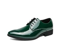 DXSYGMBN Homme Brogues Derby Chaussures à Lacets pour Homme Chaussures de Ville à Lacets Oxford Dressing Business Chaussure,Vert,38 EU