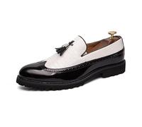 DXSYGMBN Hommes Beau Mocassins à Pampilles Wingtip Brogue Slip-on Formel Chaussures Habillées,Blanc,39 EU
