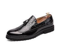 DXSYGMBN Hommes Beau Mocassins à Pampilles Wingtip Brogue Slip-on Formel Chaussures Habillées,Noir,40 EU