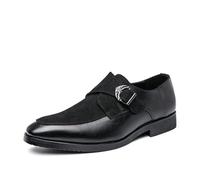DXSYGMBN Hommes Classique Monk Strap Formelle Oxford Chaussures en Cuir Slip on Business Dress Shoes Moderne Casual Locassins,Noir,42 EU