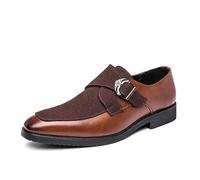 DXSYGMBN Hommes Classique Monk Strap Formelle Oxford Chaussures en Cuir Slip on Business Dress Shoes Moderne Casual Locassins,Marron,38 EU