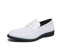 DXSYGMBN Hommes en Cuir Slip-on Robe Mocassins Classique Penny Chaussure pour Affaires Formelles Mariage Casual Conduite Chaussures,Blanc,43 EU