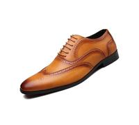 DXSYGMBN Hommes Habillées Brogues Intelligent Bout Pointu Chaussures Lacets Formel Affaire Mariage,Jaune,40 EU