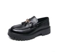 DXSYGMBN Mocassins à Glands Homme Cuir Chaussures Slip on Ville Habillé Vintage Chic Mocassins Semelle Crantée Confort Casual Affaires,Noir,40 EU