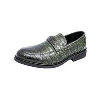 DXSYGMBN Mocassins Homme Cuir Motif Crocodile, Chaussures Habillées Confortables avec Boucle Métallique pour Bureau Mariage Travail,Vert,41 EU