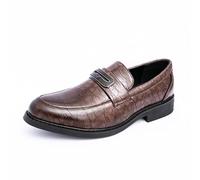 DXSYGMBN Mocassins Homme Cuir Motif Crocodile, Chaussures Habillées Confortables avec Boucle Métallique pour Bureau Mariage Travail,Marron,40 EU