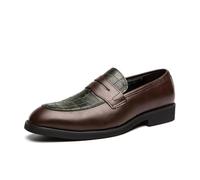 DXSYGMBN Mocassins Homme en Cuir Peau de Crocodile Gaufré Chaussures de Ville Penny Loafers Slip-on Habillées Formel Business Mariage,Vert,43 EU