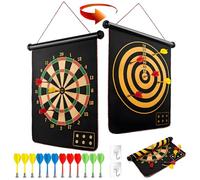 DxxD Cible de Fléchette Magnétique, 38cm Jeu de fléchettes Enfants Double Face Pliable Sécurisé, Jeux Exterieur Enfant 5-15 Ans, Jeu de Famille Intérieur Extérieur, Jouet de Société Cadeaux Garçon