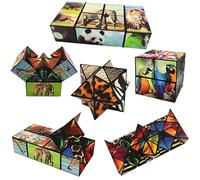 DxxD Cube Magique du Ciel étoilé, 2 en 1 Magic Animaux Cube Casse-tête 3D Infini Transformant, Voyage jouets d'animaux Anti-Stress, Jeu éducatif Cadeaux Créatifs pour Enfants Adultes Garçons et Filles