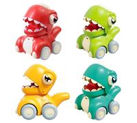 DxxD Petite Voiture Enfant 1 2 3 Ans, Dinosaure Jouet Bebe Press and Go Voiture Éducation, 4 Pièces Dessin Animé Presse et Aller Ensemble de Voitures, Jeux Éducatifs Jouets Cadeaux pour Garçons Filles