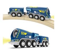 DxxD Train à Piles pour Chemin de Fer en Bois, Electrique Train de Locomotives Son et Lumière, Jouet Enfant 3 4 5 6 7 8 Ans, Jouet pour Voie Ferrée en Bois Compatible avec Thomas, Brio