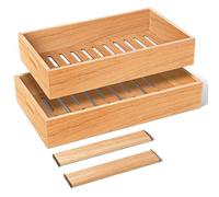 DXXULL Lot de 2 plateaux à cigares en bois de cèdre espagnol, avec séparateurs réglables en bois de cèdre, tiroir de rangement spécial pour l'entretien des cigares, cave à cigares, compatible avec la