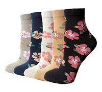 DXYAKY Lot de 5 paires de chaussettes en coton à motif floral vintage pour femme, 5 paires - Fleur vintage, taille unique