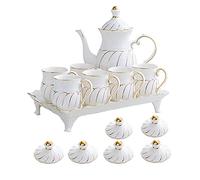 DXYDZSWD Service à thé 14 pièces, ensemble de tasses à café en porcelaine de style européen, ensemble de théière, tasse à thé avec filtre, service à thé asiatique, pour les amateurs de thé, femmes
