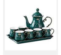 DXYDZSWD Service à thé en porcelaine, ensemble de tasses à café de style européen, pour la maison et le bureau, cadeau de mariage, 6 tasses, 1 théière, 1 plateau (A)