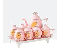 DXYDZSWD Service à thé, ensemble de tasses à café en porcelaine de style européen avec filtre, pour les amateurs de thé/femmes/hommes, 6 tasses, 6 couvertures, 1 théière, 1 plateau (B)