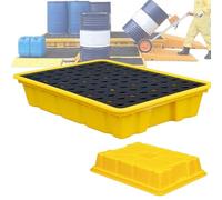 DXYQXL Plateforme de confinement des déversements - Design modulaire avec drain, base anti-fuite, accès à chariot élévateur, idéal pour le stockage et la sécurité du tambour