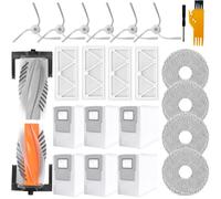 Dxyue Kit d'accessoires de 23 pièces pour aspirateur robot DJI ROMO S/ROMO A/ROMO P, pièces de rechange comprenant 1 brosse principale, 6 sacs à poussière, 4 serpillères, 4 filtres, 6 brosses