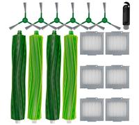 Dxyue Lot de 17 pièces de rechange pour aspirateur robot iRobot Roomba Plus 504 Vac/pour aspirateur robot iRobot Roomba Max 705 Vac, 4 brosses roulettes, 6 filtres HEPA, 6 brosses latérales, 1 brosse