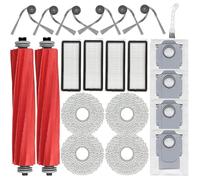 Dxyue Lot de 21 pièces de rechange pour aspirateur Roborock QV 35A / QR 798 / QR 598, 2 brosses principales, 6 brosses latérales, 4 filtres, 4 sacs à poussière, 4 tampons de serpillère, 1 outil de