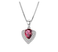 DXZXDJIU Collier avec Pendentif cœur for Femme - Collier en Argent Sterling 925 et Cristal for la Saint-Valentin ou Un Anniversaire(Red)