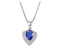 DXZXDJIU Collier avec Pendentif cœur for Femme - Collier en Argent Sterling 925 et Cristal for la Saint-Valentin ou Un Anniversaire(Blue)