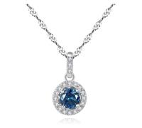 DXZXDJIU Collier avec Pendentif en Cristal et Argent Sterling 925 for Femme - Bijoux élégants emballés dans Un Emballage Cadeau(Blue)