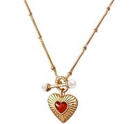 DXZXDJIU Collier Love en Agate Rouge for Femme - Argent Sterling 925, Perle, chaîne en Or