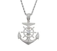 DXZXDJIU Collier Pendentif Ancre Classique et créatif - Bijoux Hip-hop Polyvalents for Hommes et Femmes(Silver)