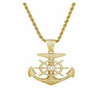DXZXDJIU Collier Pendentif Ancre Classique et créatif - Bijoux Hip-hop Polyvalents for Hommes et Femmes(Gold)