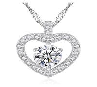 DXZXDJIU Collier Pendentif cœur en Argent Sterling for Femme - Bijoux en Cristal for Petites amies, épouses et Mamans for Les Anniversaires et la Saint-Valentin