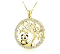 DXZXDJIU Collier Pendentif Panda Mignon | Imitation Bambou Opale | Bijou Tendance for Amoureux des Animaux(Gold)