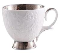 DXZXDJIU Ensemble élégant de Tasses à café en céramique givrée Macaron - Tasses à thé et soucoupes arquées for Les Amateurs de Petit-déjeuner et de thé(A Spoonful of Radiant Silver.)
