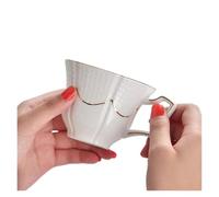 DXZXDJIU Ensemble élégant de Tasses à café en céramique givrée Macaron - Tasses à thé et soucoupes arquées for Les Amateurs de Petit-déjeuner et de thé(A Spoonful of Leo)