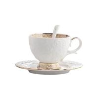 DXZXDJIU Ensemble élégant de Tasses à café en céramique givrée Macaron - Tasses à thé et soucoupes arquées for Les Amateurs de Petit-déjeuner et de thé(A Spoonful of Radiant Gold)