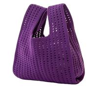 DXZXDJIU Mini Sac à Main en Tricot Fait Main for Femme | Sac fourre-Tout à Rayures colorées et Carreaux | Sac à Main décontracté for étudiante | Sac de Courses réutilisable(Purple)