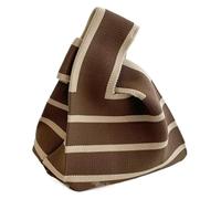 DXZXDJIU Petit Sac à Main tricoté Fait Main for Femme - Mini Sac fourre-Tout décontracté à Larges Rayures et Sac à Main for étudiantes(Khaki)