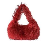 DXZXDJIU Petit Sac fourre-Tout de Luxe en Fausse Fourrure for Femme | Sac à Main en Peluche | Sac d'hiver for Tous Les Jours(Red)
