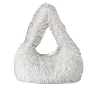 DXZXDJIU Petit Sac fourre-Tout de Luxe en Fausse Fourrure for Femme | Sac à Main en Peluche | Sac d'hiver for Tous Les Jours(White)