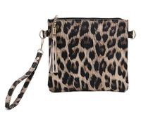 DXZXDJIU Sac à Main élégant en Cuir PU imprimé léopard et Vache - Pochette au Design géométrique for Femme, idéal for Ranger Vos pièces et Votre téléphone Portable(Leopard Print)