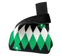 DXZXDJIU Sac à Main en Tricot Fleuri Fait Main for Femme | Petit Sac fourre-Tout décontracté | Sac à Main réutilisable for Filles(Green and White)