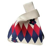 DXZXDJIU Sac à Main en Tricot Fleuri Fait Main for Femme | Petit Sac fourre-Tout décontracté | Sac à Main réutilisable for Filles(Black and Red)