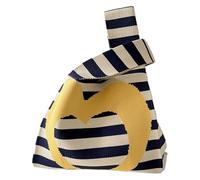 DXZXDJIU Sac à Main tricoté Fait Main à Rayures Minimaliste Love - Mini Sac fourre-Tout à nœud for Femme, idéal for Les étudiantes et Les Courses réutilisables(Yellow)