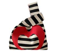 DXZXDJIU Sac à Main tricoté Fait Main à Rayures Minimaliste Love - Mini Sac fourre-Tout à nœud for Femme, idéal for Les étudiantes et Les Courses réutilisables(Red)